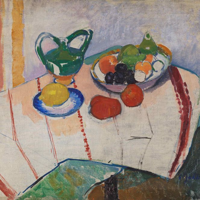 Olga Meerson, Stillleben mit Fruchtschale, um 1905, Öl auf Leinwand, Privatsammlung