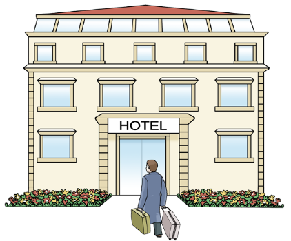 Bildliche Darstellung eines Hotels.