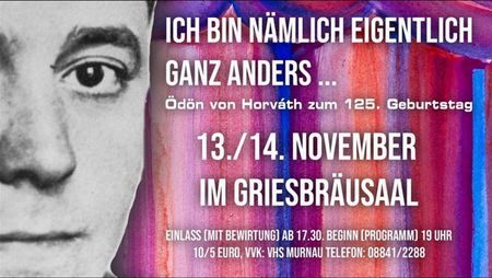 Digitales Plakat anlässlich des 125. Geburtstages Ödön von Horváth im Griesbräusaal am 13./14. November 2026