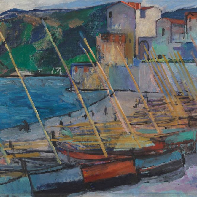 Olga Meerson, Segelboote in Collioure, um 1911, Öl auf Leinwand, Privatsammlung